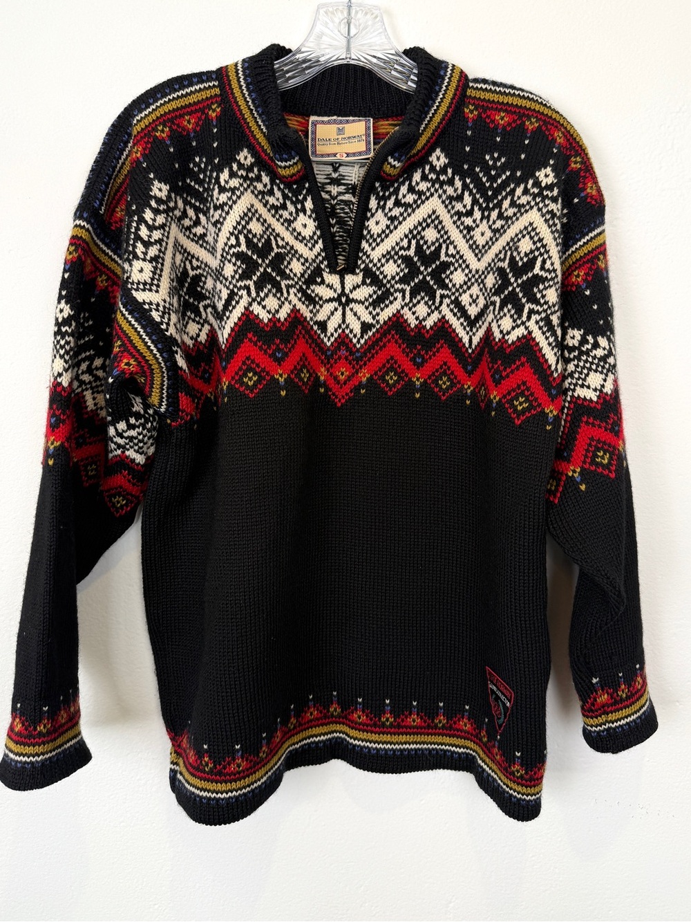 Dale of Norway Size S US Olympic Collection Black Wool Nordic Fair Isle Sweater